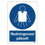 Redningsvest påbudt skilt