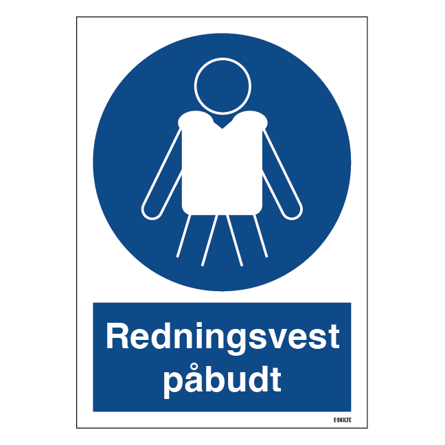Redningsvest påbudt skilt