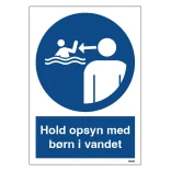 Hold opsyn med børn i vandet skilt