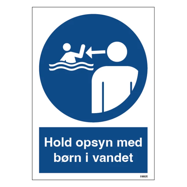 Hold opsyn med børn i vandet skilt