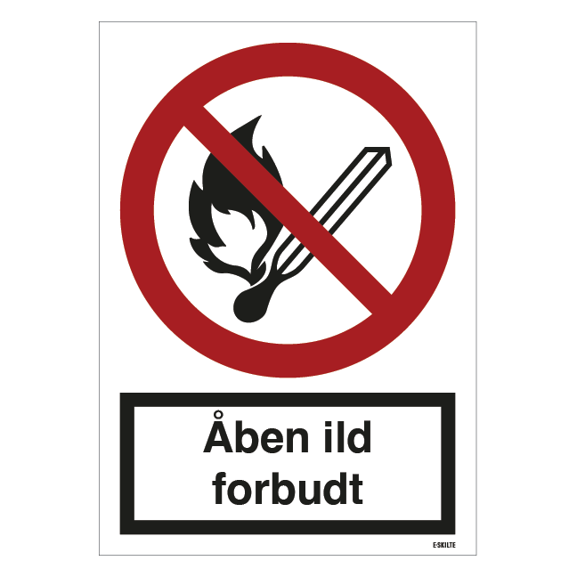 Åben ild forbudt skilt