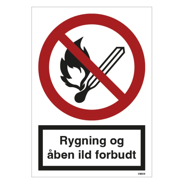 Rygning og åben ild forbudt ISO skilt