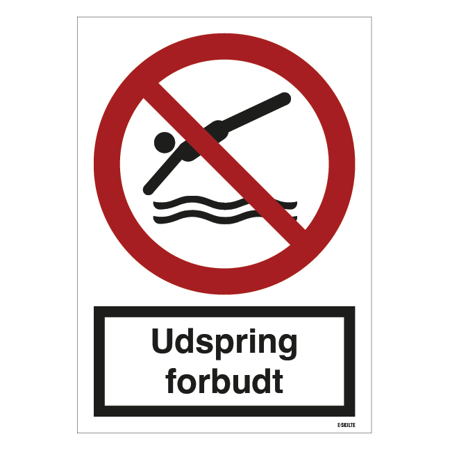 Udspring forbudt skilt