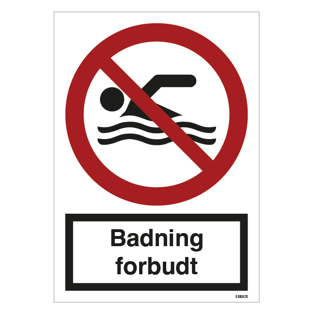 Badning forbudt skilt