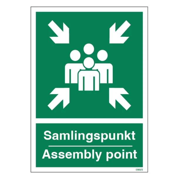 Samlingspunkt - Assembly point skilt