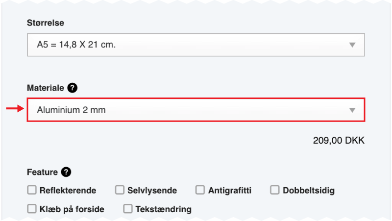 Trin 2 - Vælg materialet