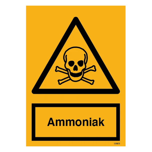 Ammoniak gult skilt trekant med dødningehoved