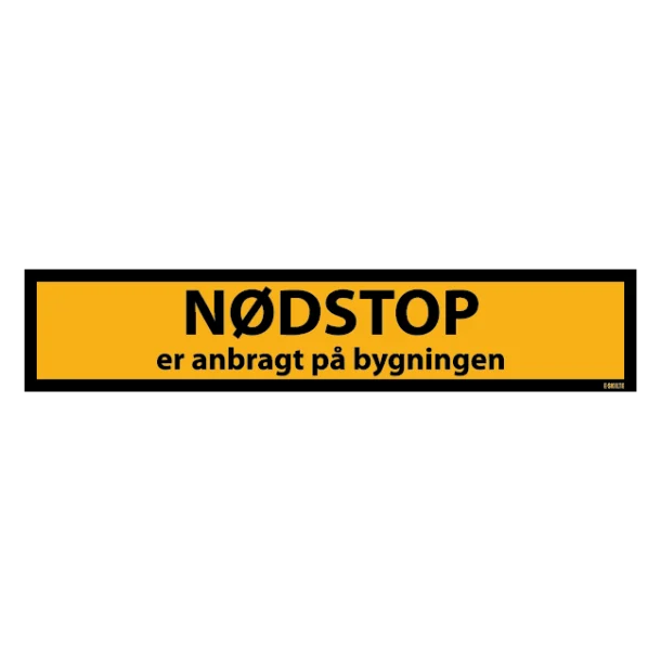 Nødskilt - Nødstop er anbragt på bygning