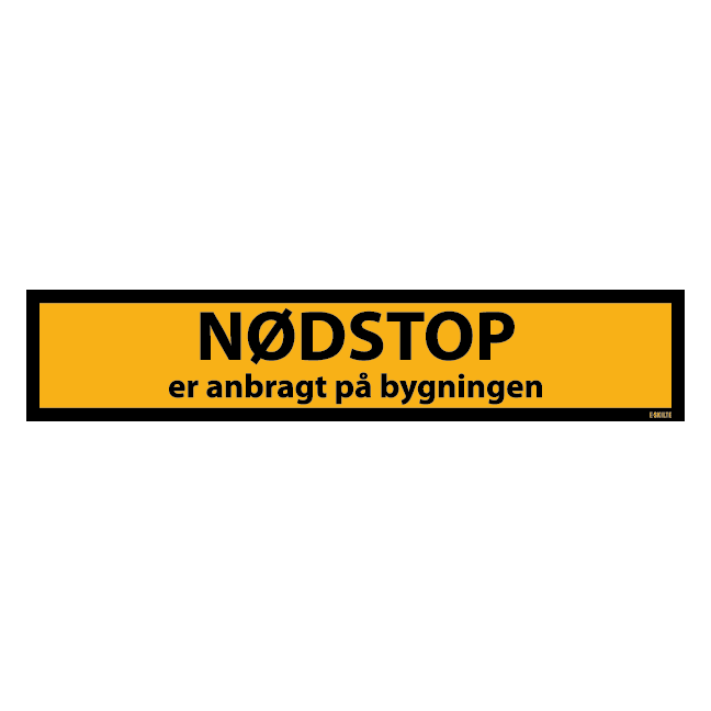 Nødskilt - Nødstop er anbragt på bygning