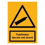 Advarselsskilt - Trykflasker fjernes ved brand