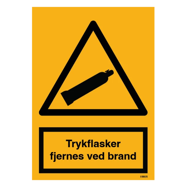 Advarselsskilt - Trykflasker fjernes ved brand