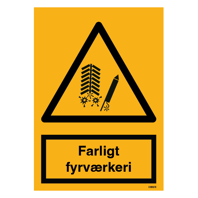 Farligt fyrværkeri skilt