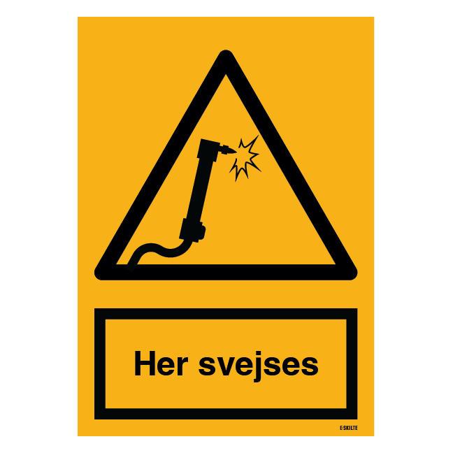 Her svejses skilt