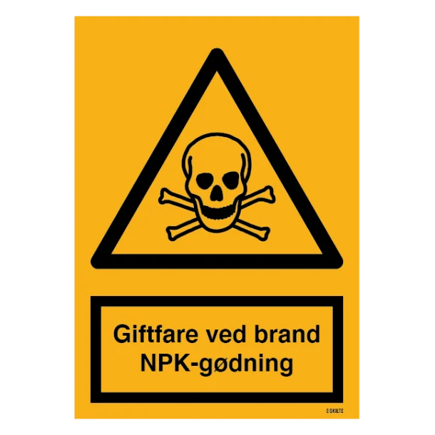 Advarselsskilt - Giftfare ved brand NPK-gødning