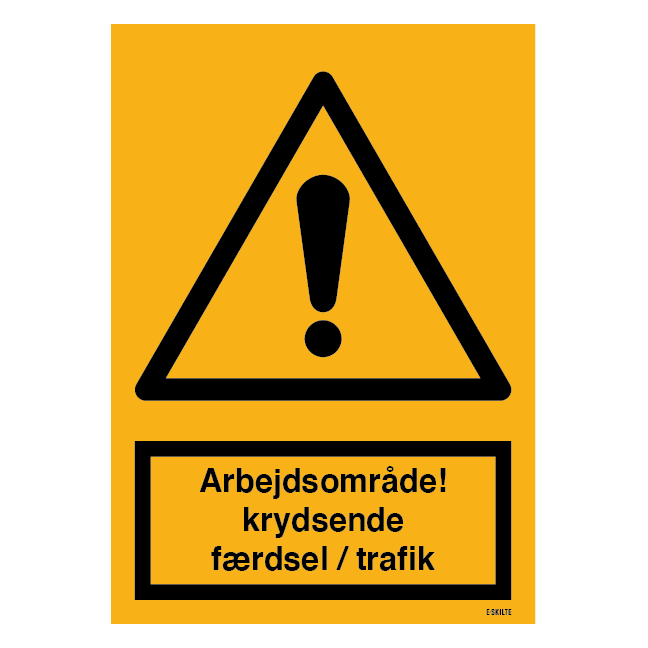 Advarsel arbejdsområde krydsende færdsel trafik skilt