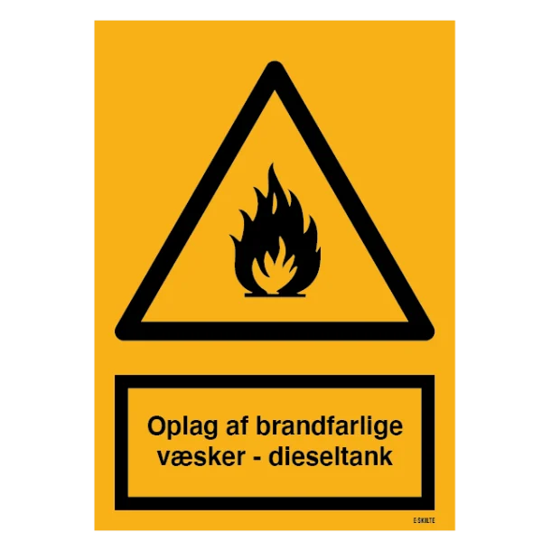 Oplag af brandfarlige væsker - dieseltank skilt