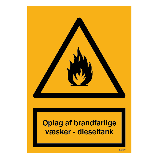 Oplag af brandfarlige væsker - dieseltank skilt