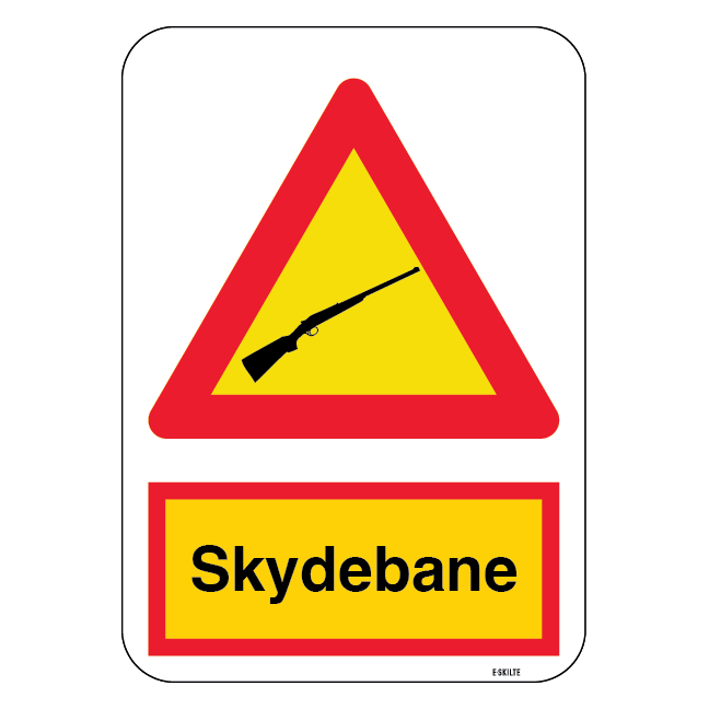 Skydebane. Advarselsskilt