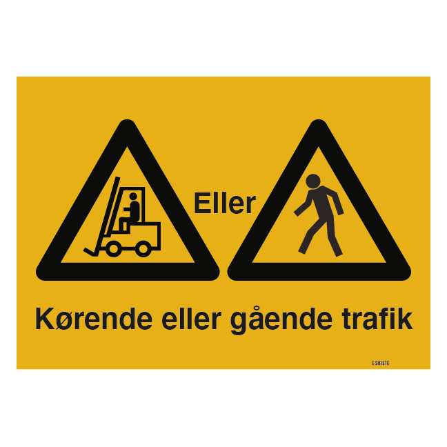 Gående eller kørende Truck trafik. Advarselsskilt