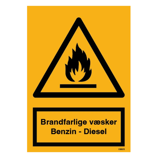 Brandfarlige væsker Benzin - Diesel skilt