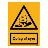 Oplag af syre advarselsskilt