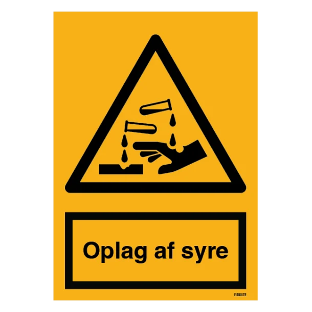 Oplag af syre advarselsskilt