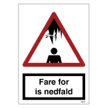 Fare for is nedfald. Advarselsskilt