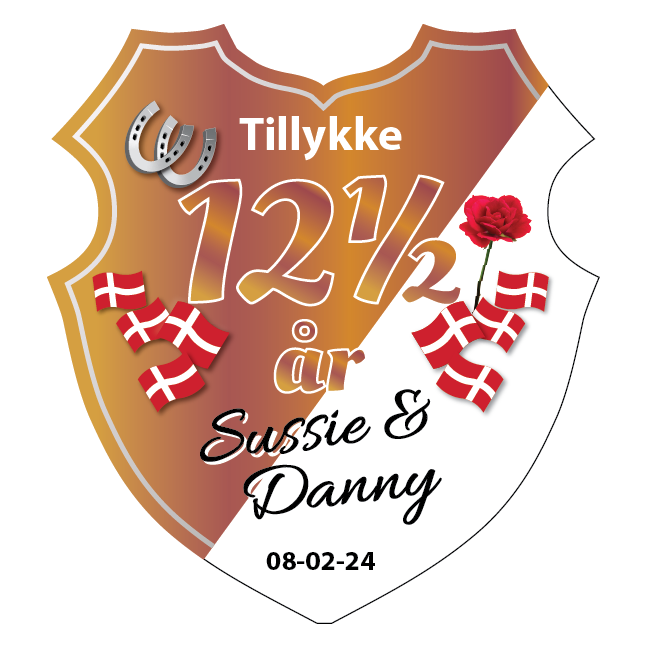 Kobberbryllupsskilt. Skjold