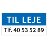 Til Leje Blå. Skilt