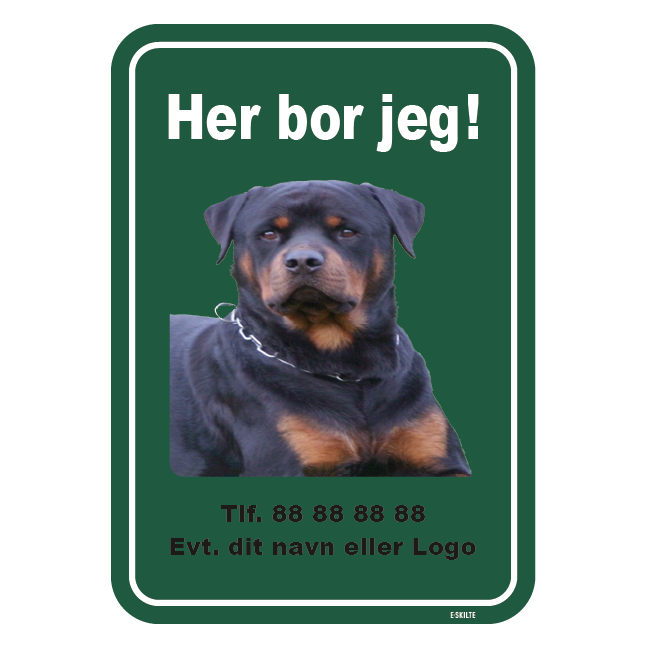 Her bor jeg grøn. skilt