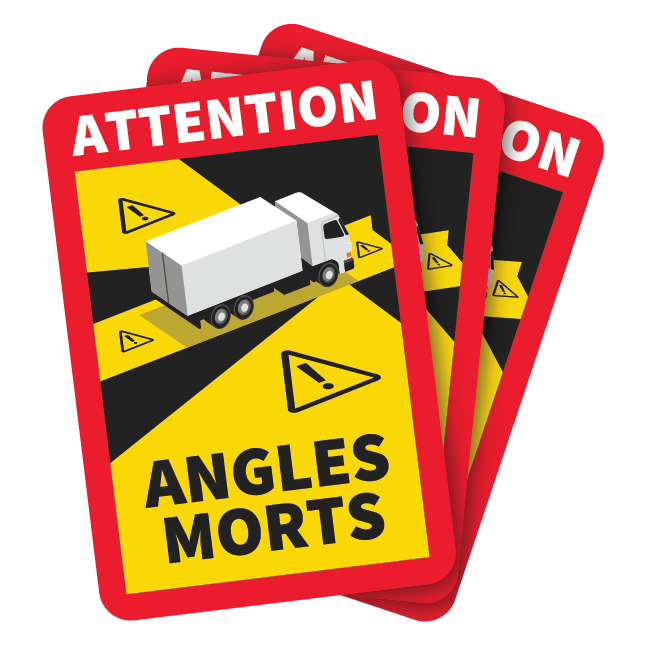 Blind vinkeltil lastbil klistermaerker (Angles Morts) sticker 3 stk.