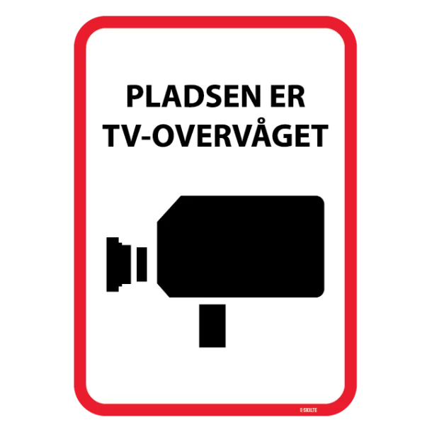 Pladsen er TV overvåget. Skilt.