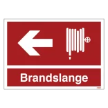 Brandslange til venstre Brandskilt