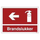 Brandslukker til venstre Brandskilt