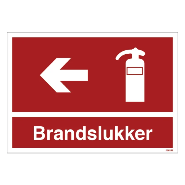 Brandslukker til venstre Brandskilt