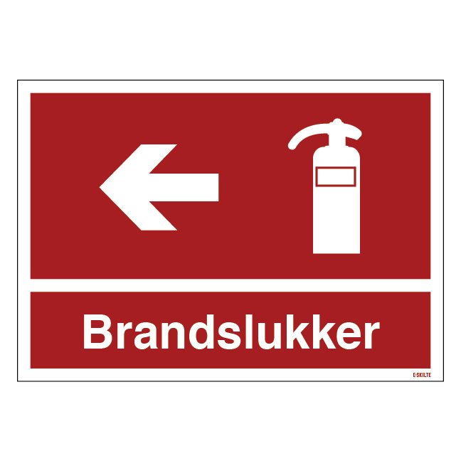 Brandslukker til venstre Brandskilt