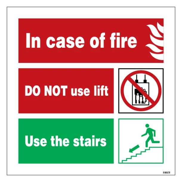 In Case Of Fire Use Stairs. Brandskilt