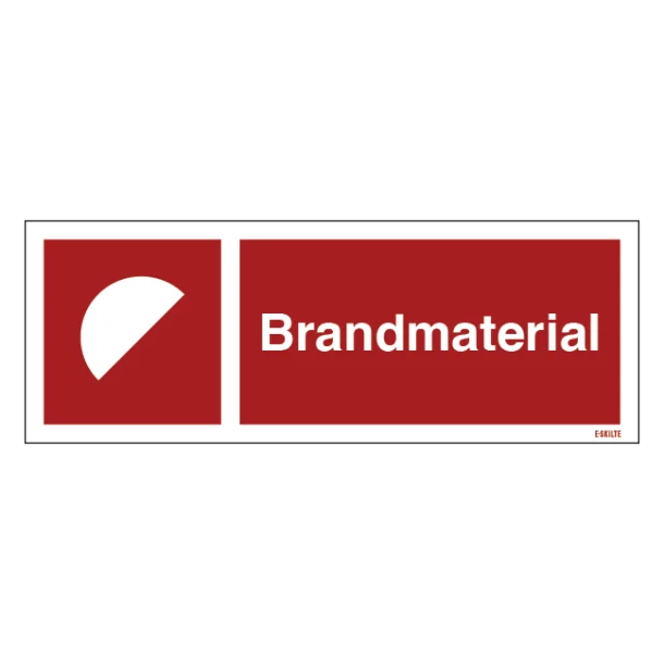 Brandmateriale. skilt