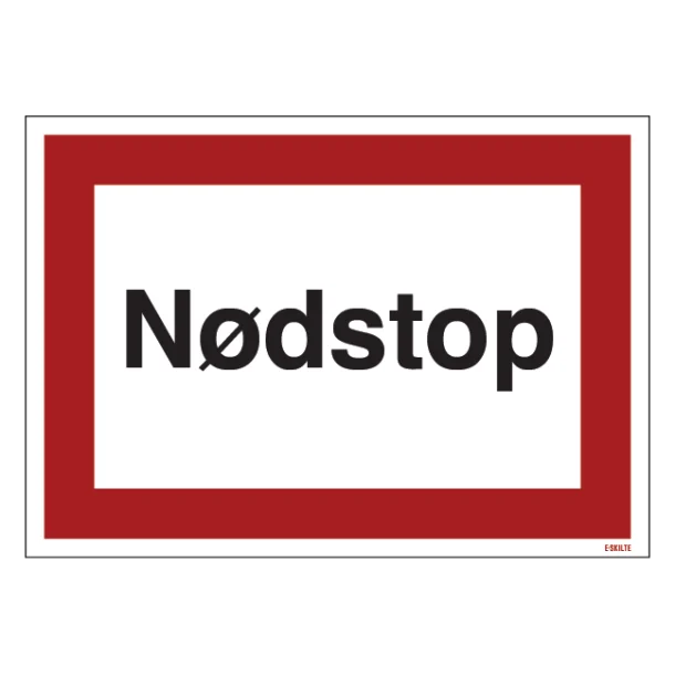 Nødstop. skilt