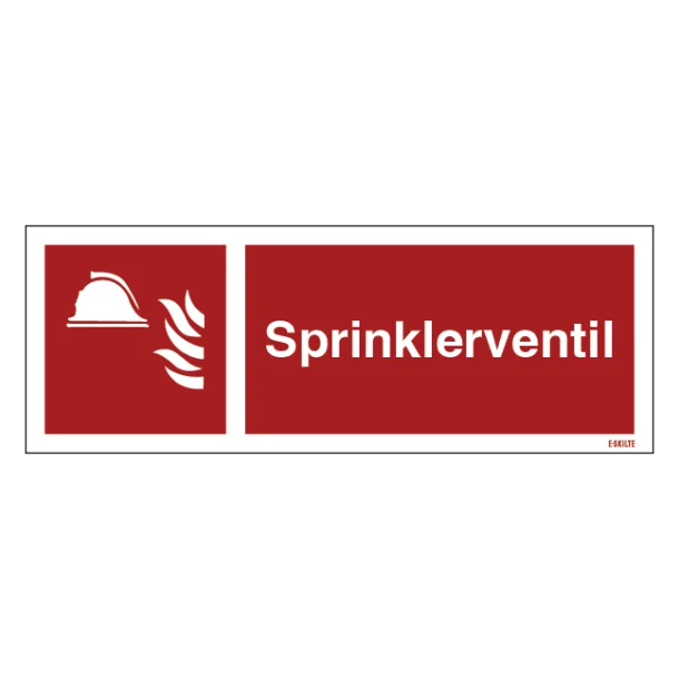 Sprinklerventil Brandskilt