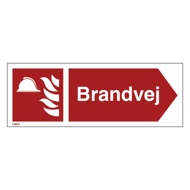 Brandvej til højre Brandskilt