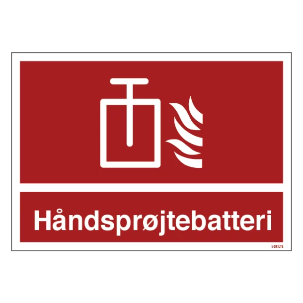 Håndsprøjtebatteri Brandskilt