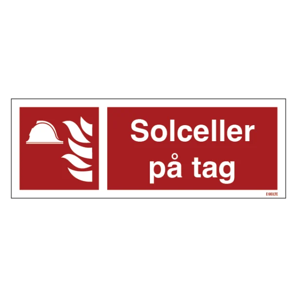 Solceller på tag brandskilt