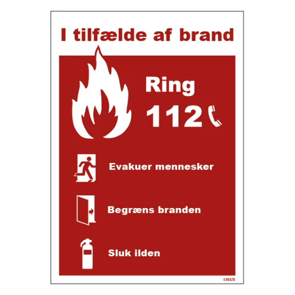 I tilfælde af brand skilt