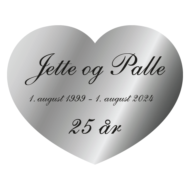 Bryllupsskilt sølv. Hjerte