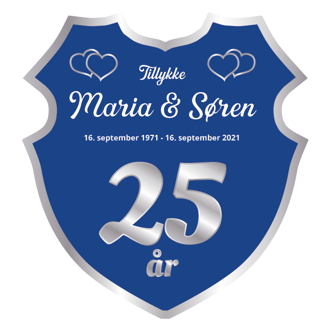 Sølvbryllupsskjold Skilt blå