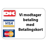 Vi modtager betaling med Betalingskort Skilt