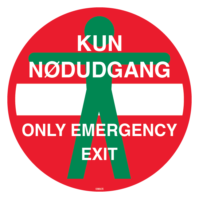 Kun Nødudgang Only Emergency exit skilt