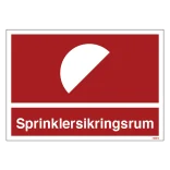 Sprinklersikringsrum. Skilt