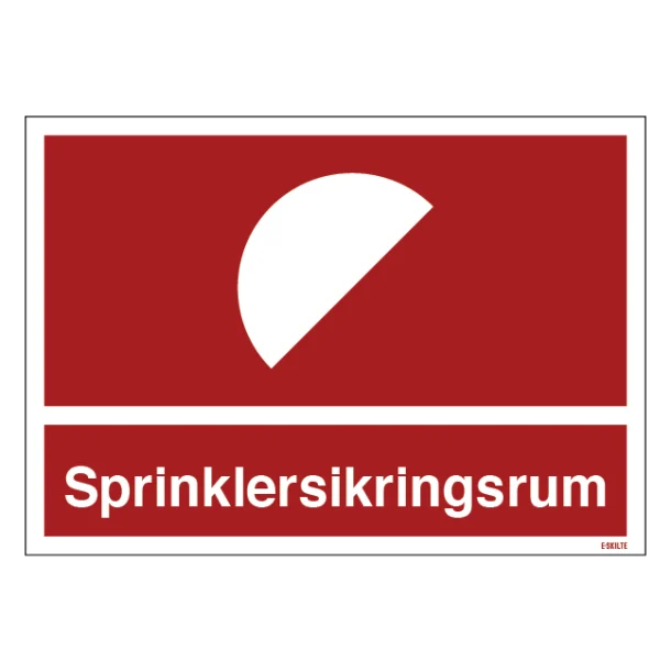 Sprinklersikringsrum. Skilt